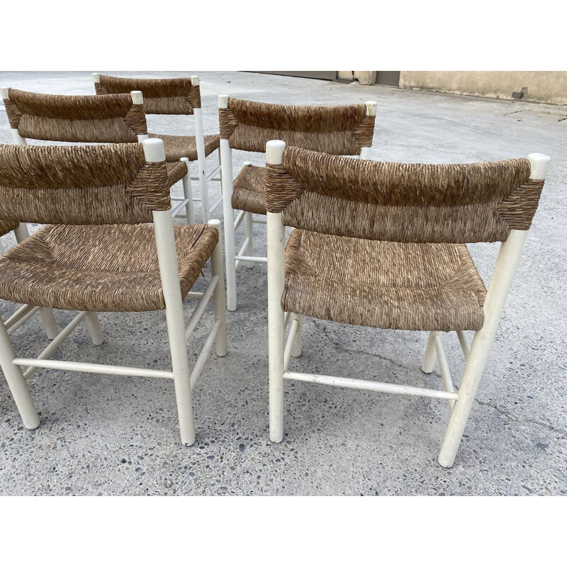 Set of 8 vintage Dordogne chairs in ashwood by Charlotte Perriand for Robert Sentou, 1968