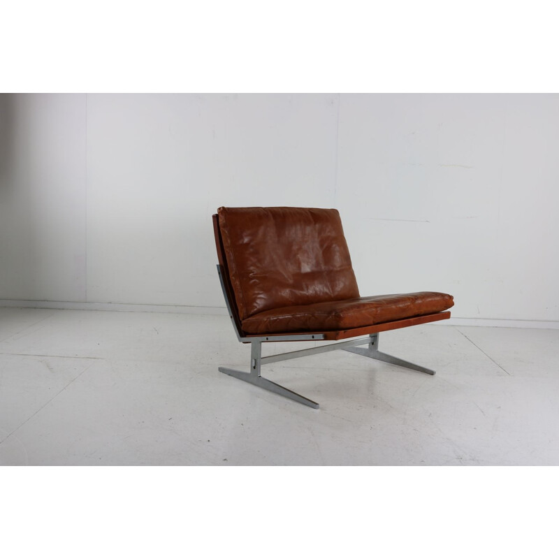 Vintage steel and leather armchair Bo-561 by Preben Fabricius and Jørgen Kastholm for Bo-Ex, Denmark 1960s