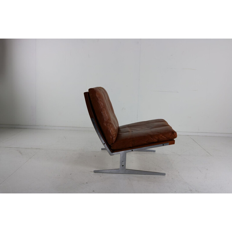 Vintage steel and leather armchair Bo-561 by Preben Fabricius and Jørgen Kastholm for Bo-Ex, Denmark 1960s