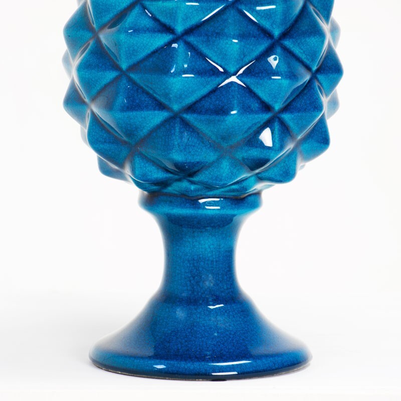 Lampe céramique email bleu, Pol CHAMBOST - 1970