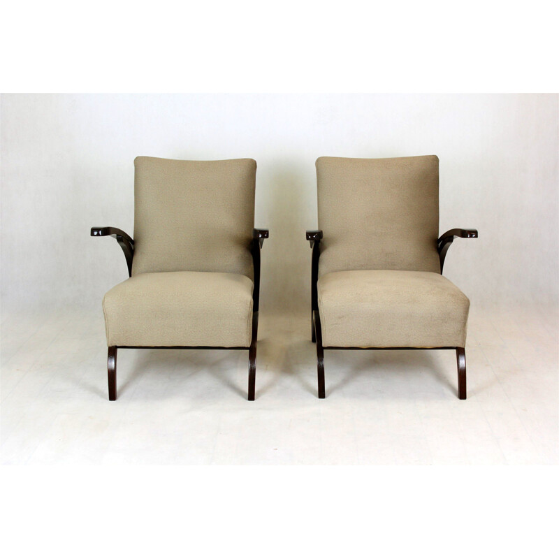 Pair of vintage armchairs by Jindřich Halabala for Up Zavody and Setona, Czechoslovakia 1940