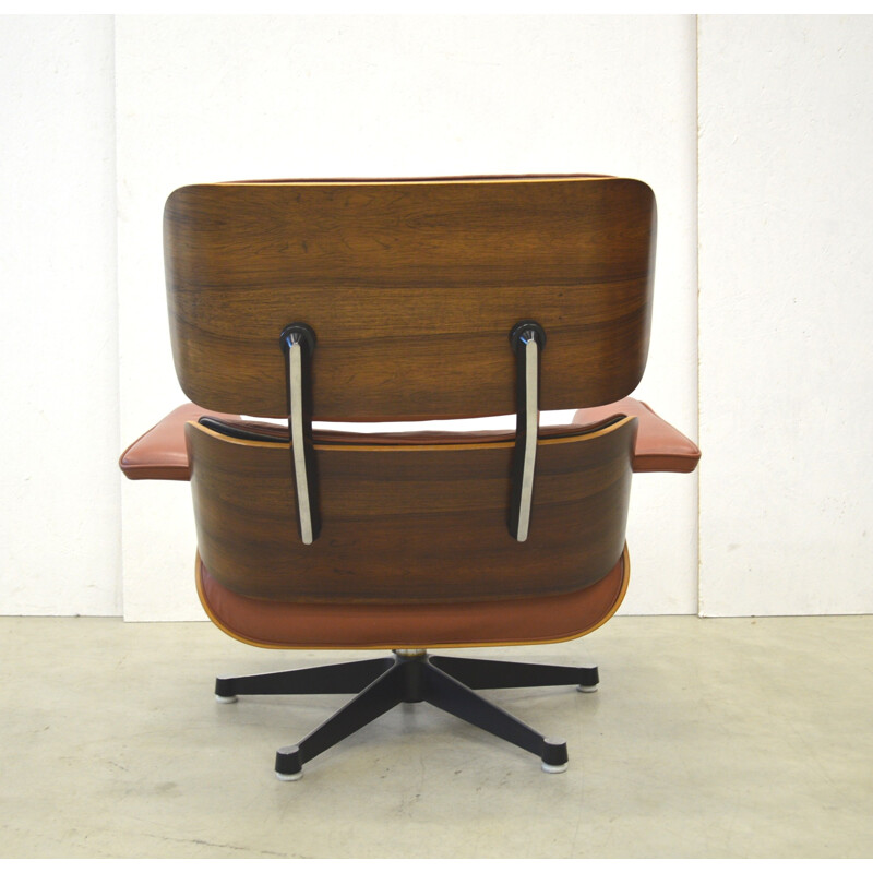 Herman Miller lounge chair with its ottoman in rosewood and leather, Charles & Ray EAMES - 1970s
