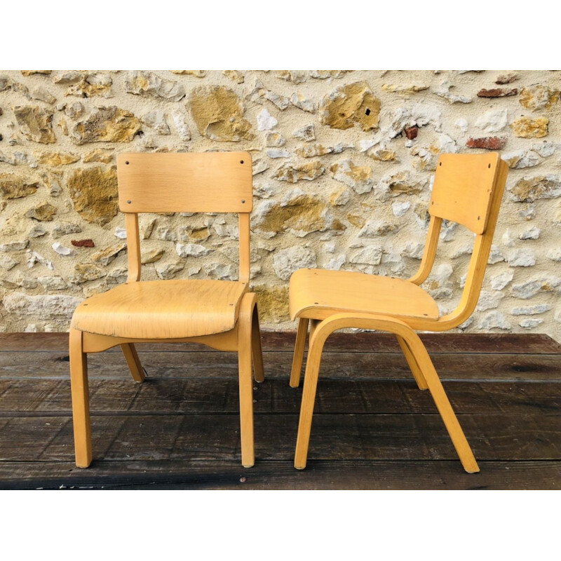 Pair of vintage bentwood children's chairs, 1950-1960