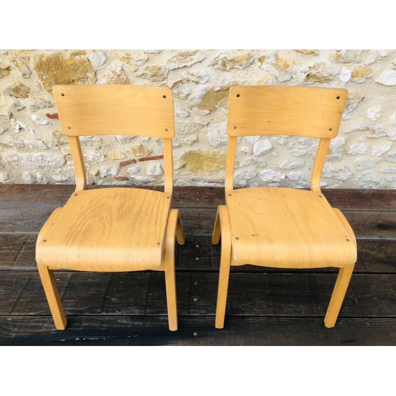 Pair of vintage bentwood children's chairs, 1950-1960