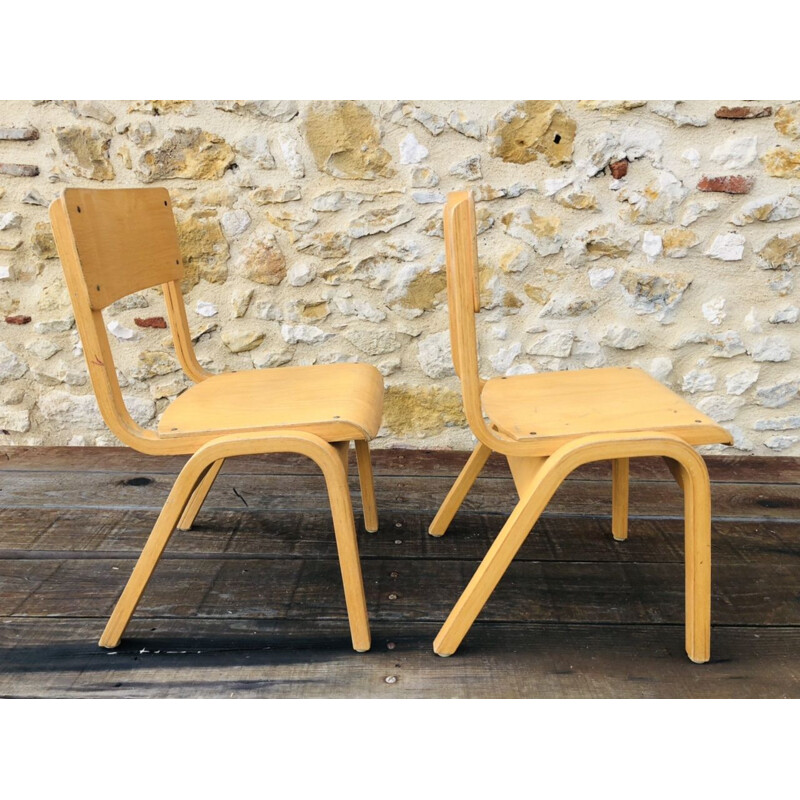 Pair of vintage bentwood children's chairs, 1950-1960