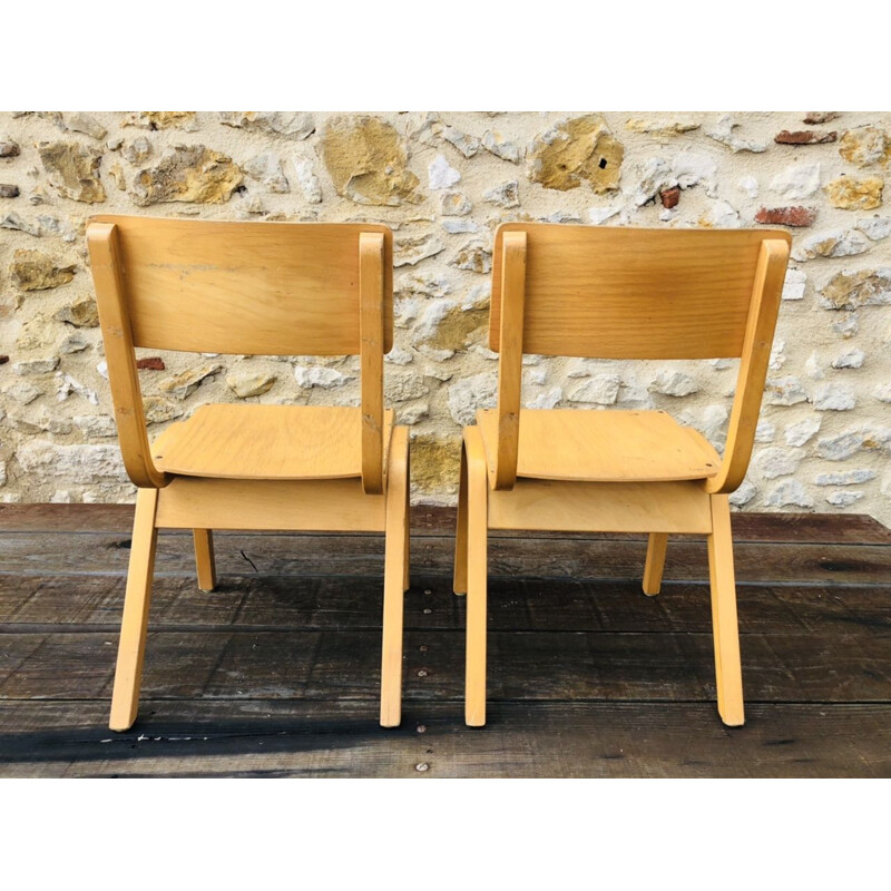 Paire de chaises d'enfants vintage en bois courbé, 1950-1960