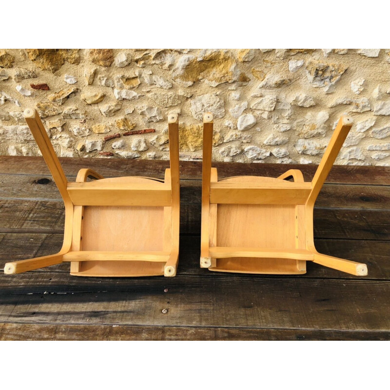 Coppia di sedie per bambini in legno curvato vintage, 1950-1960