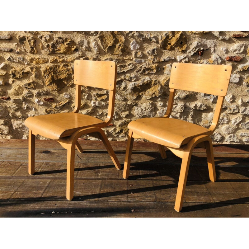 Pair of vintage bentwood children's chairs, 1950-1960