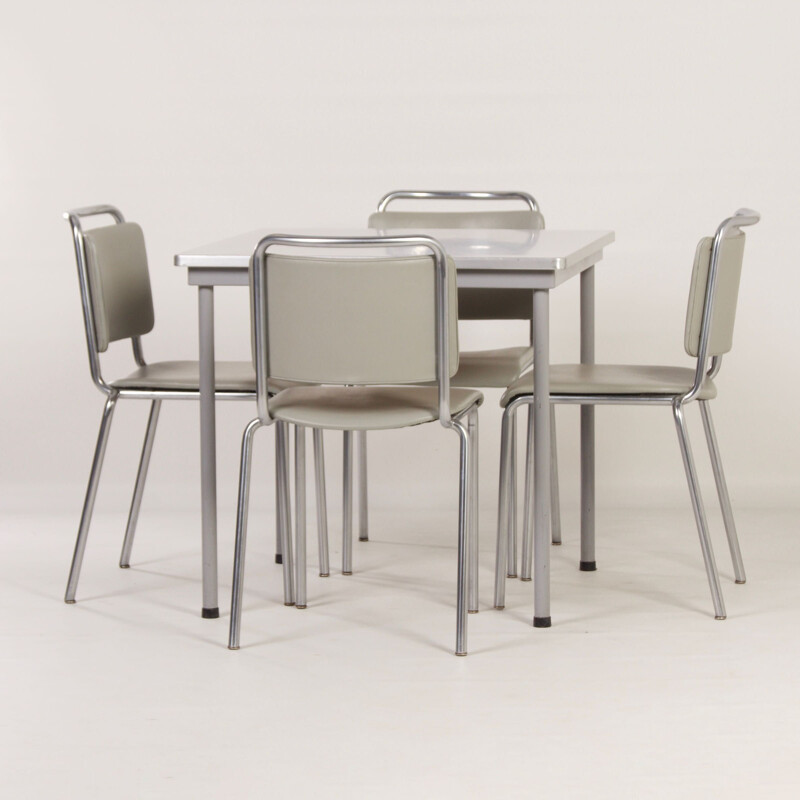 Vintage grey dining set by W.H. Gispen, 1960s