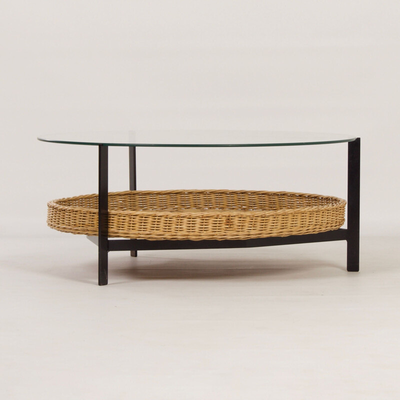 Vintage glass coffee table by Rudolf Wolf for Rohé Noordwolde, 1960s