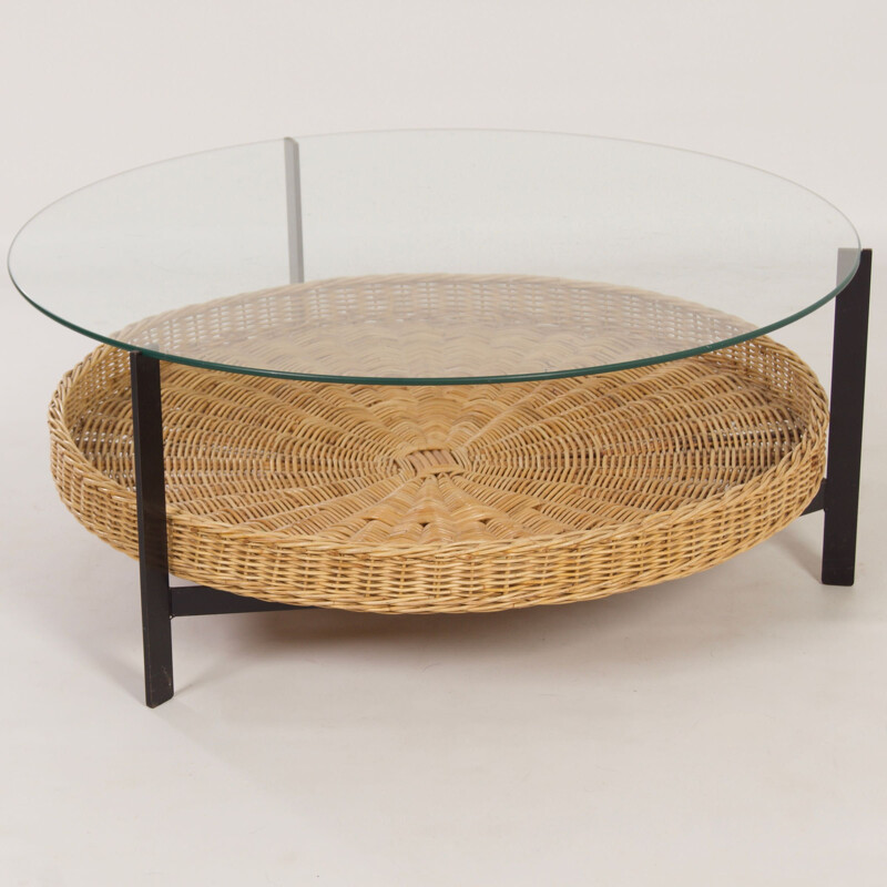 Vintage glass coffee table by Rudolf Wolf for Rohé Noordwolde, 1960s