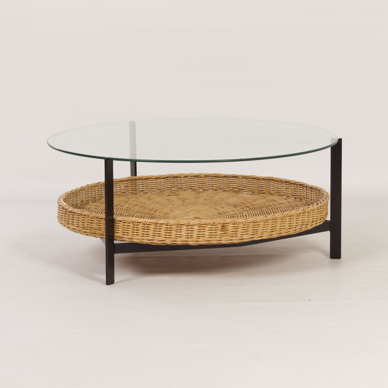 Vintage glass coffee table by Rudolf Wolf for Rohé Noordwolde, 1960s