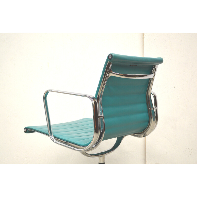 Vitra "EA108" office chair in turquoise leather, Charles & Ray EAMES - 1990s