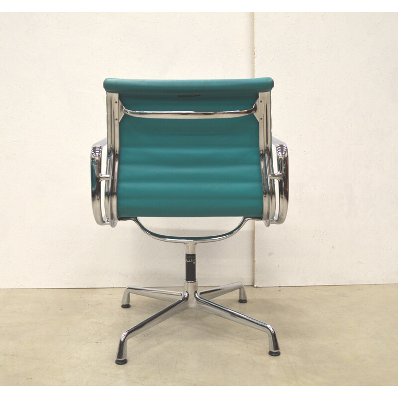 Vitra "EA108" office chair in turquoise leather, Charles & Ray EAMES - 1990s