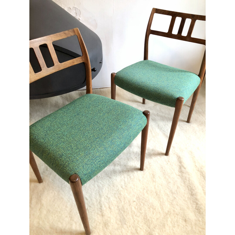 Set of 4 vintage chairs model 79 by Niels Otto Moller for J.L. Møller Mobelfabrik, Denmark 1960