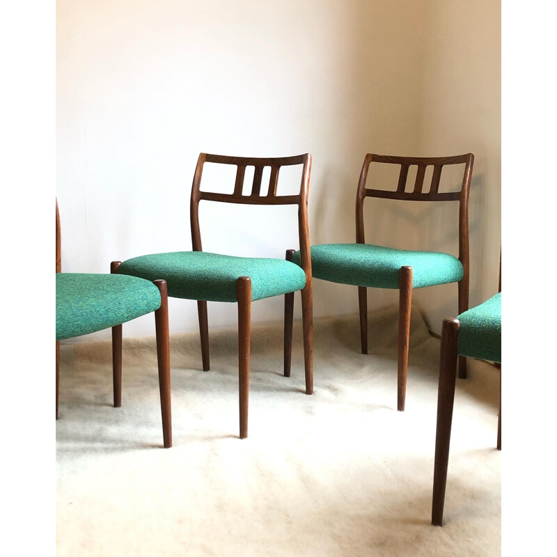 Set of 4 vintage chairs model 79 by Niels Otto Moller for J.L. Møller Mobelfabrik, Denmark 1960