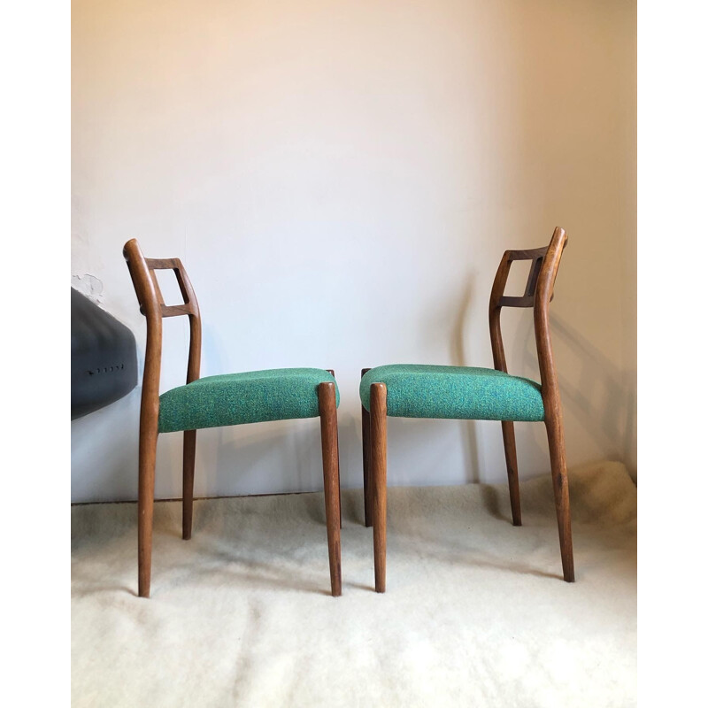 Set of 4 vintage chairs model 79 by Niels Otto Moller for J.L. Møller Mobelfabrik, Denmark 1960