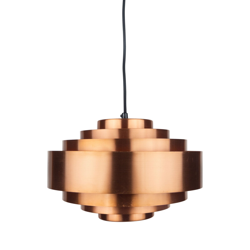 Vintage hanging lamp in solid copper by Jo Hammerborg for Fog og Morup, Denmark 1960