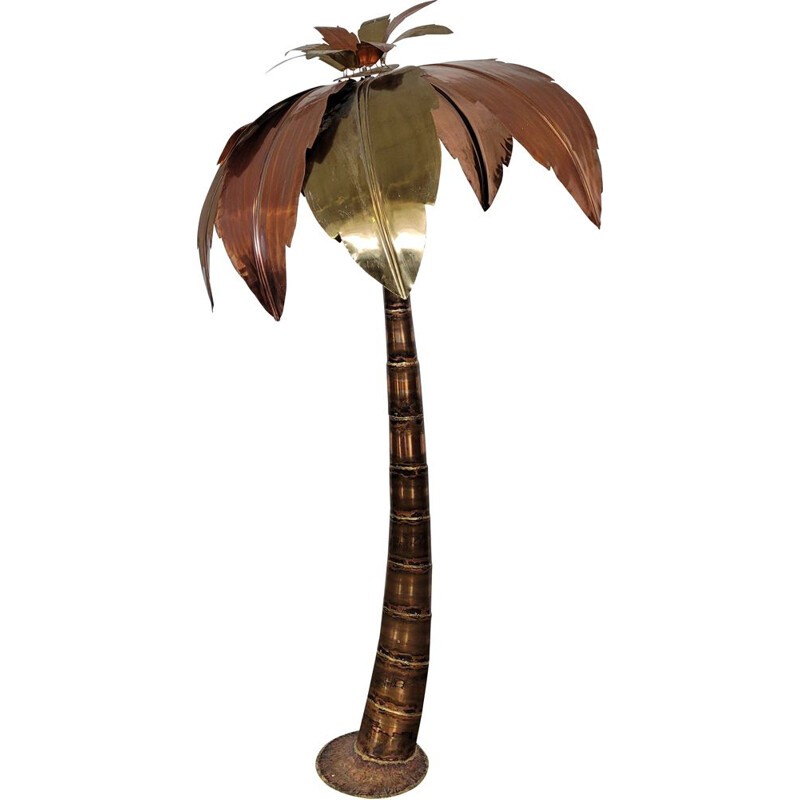 Vintage Hollywood Regency brass palm lamp