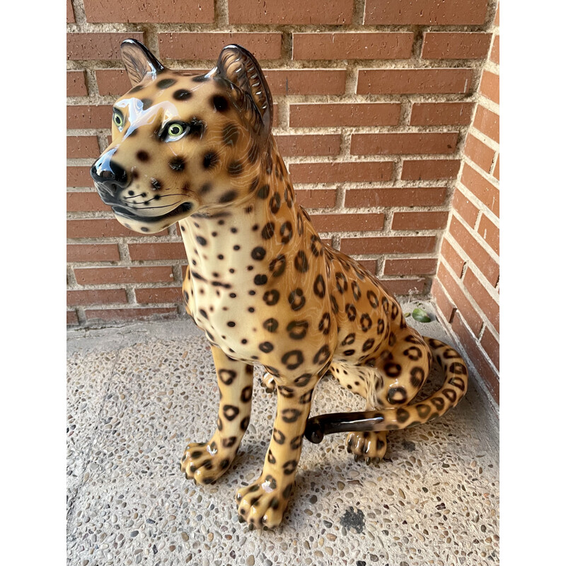 Leopard vintage en ceramique