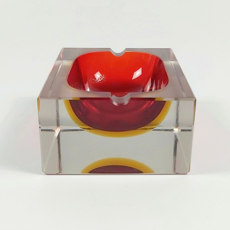 Vintage Sommerso Murano glass ashtray by Flavio Poli for Seguso, 1970s