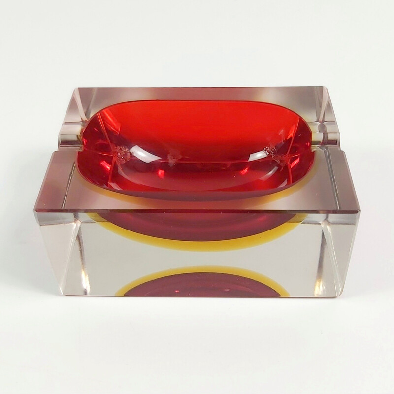 Vintage Sommerso Murano glass ashtray by Flavio Poli for Seguso, 1970s