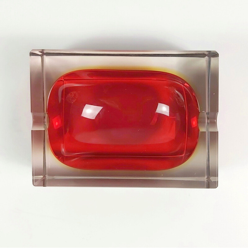 Vintage Sommerso Murano glass ashtray by Flavio Poli for Seguso, 1970s