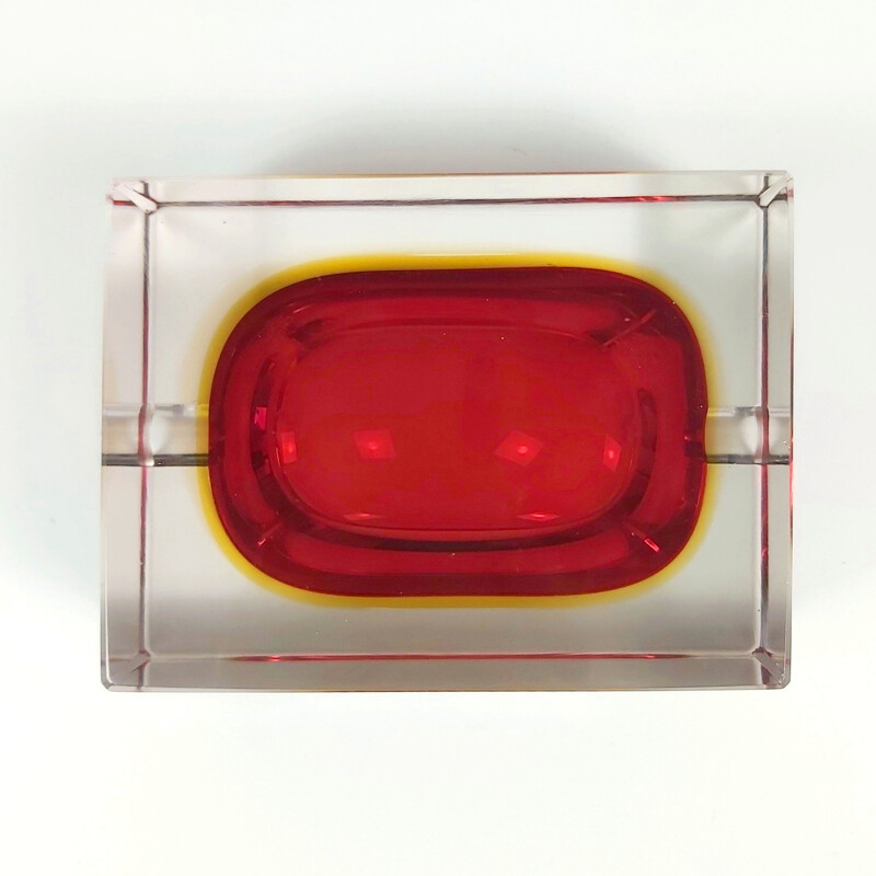 Cendrier vintage Sommerso en verre de Murano par Flavio Poli pour Seguso, 1970