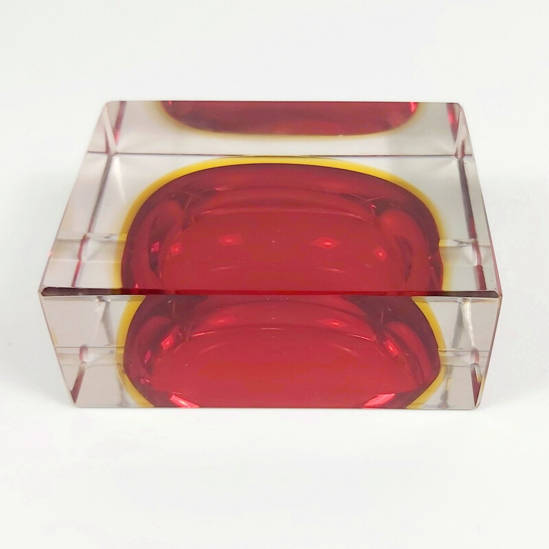 Cendrier vintage Sommerso en verre de Murano par Flavio Poli pour Seguso, 1970