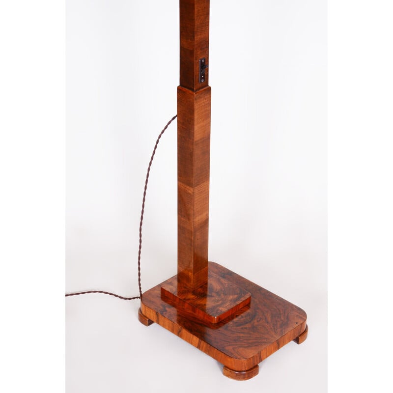 Art deco vintage walnut floor lamp, 1920s