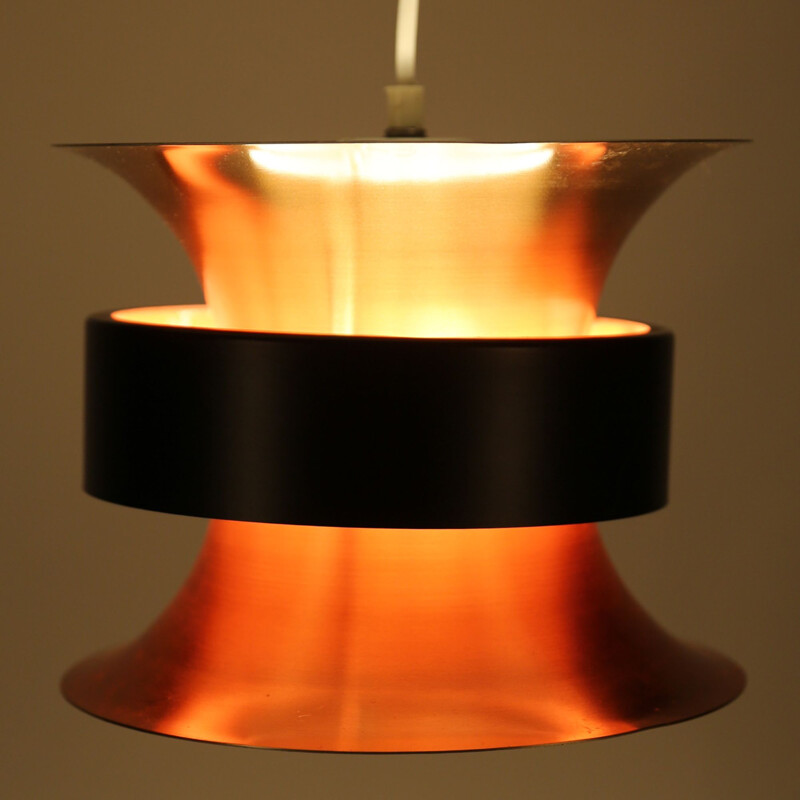 Vintage brass orange pendant lamp by Bent Nordsted for Lyskaer Belysning