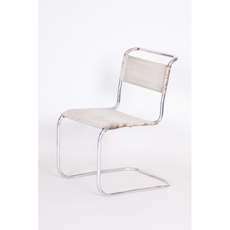 Silla vintage de tela y cromo de Marcel Breuer para Robert Slezak