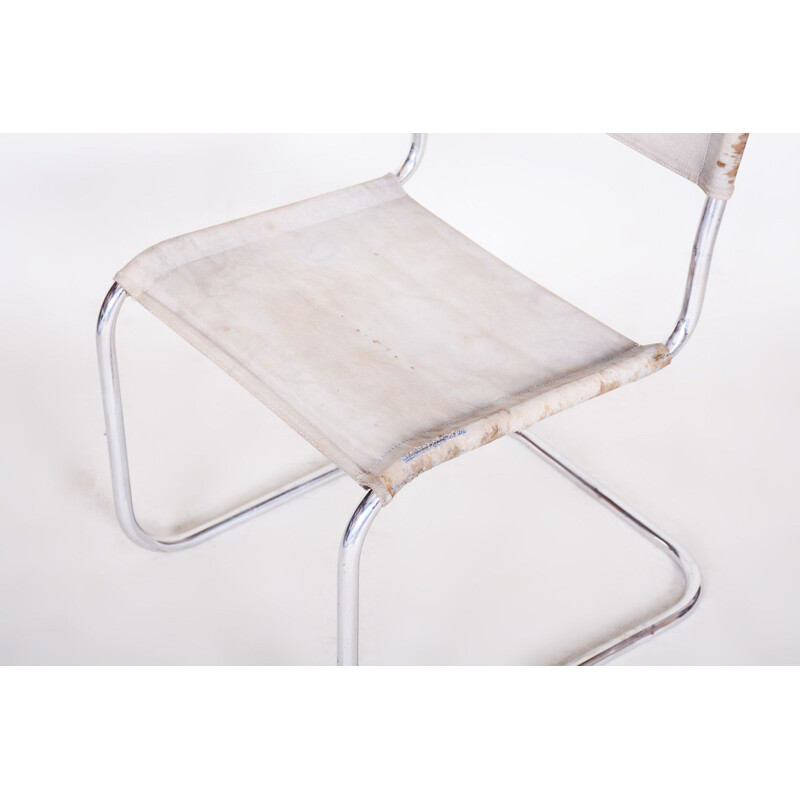 Cadeira Vintage em tecido e cromada por Marcel Breuer para Robert Slezak