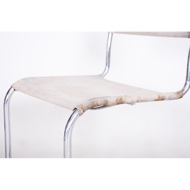 Vintage chair in fabric and chrome by Marcel Breuer for Robert Slezak