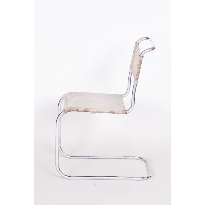 Vintage chair in fabric and chrome by Marcel Breuer for Robert Slezak