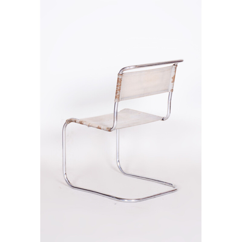 Silla vintage de tela y cromo de Marcel Breuer para Robert Slezak