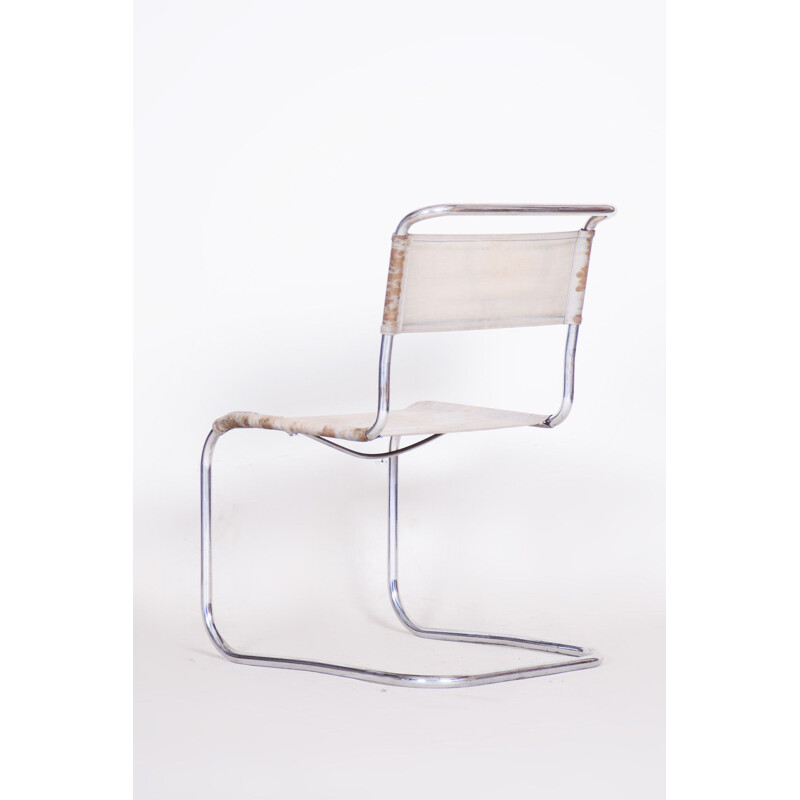 Vintage chair in fabric and chrome by Marcel Breuer for Robert Slezak