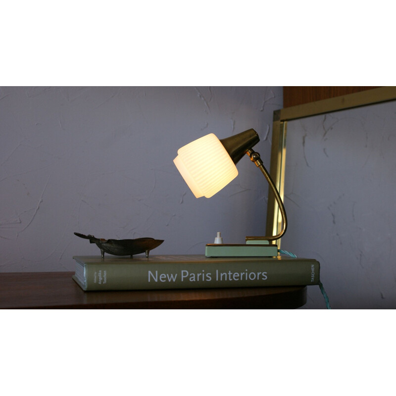 Paire de lampes de table vintage en laiton et métal, 1950