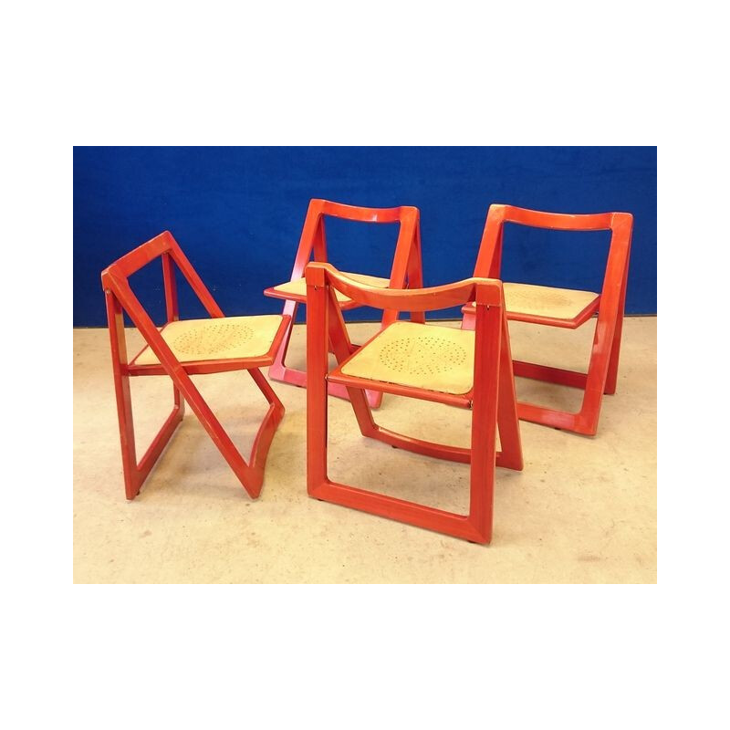 Suite de 4 chaises pliantes vintage, Aldo JACOBER - 1960