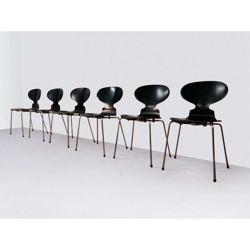 Set of 6 vintage 3100 Ant dining chairs by Arne Jacobsen for Fritz Hansen, 1960s