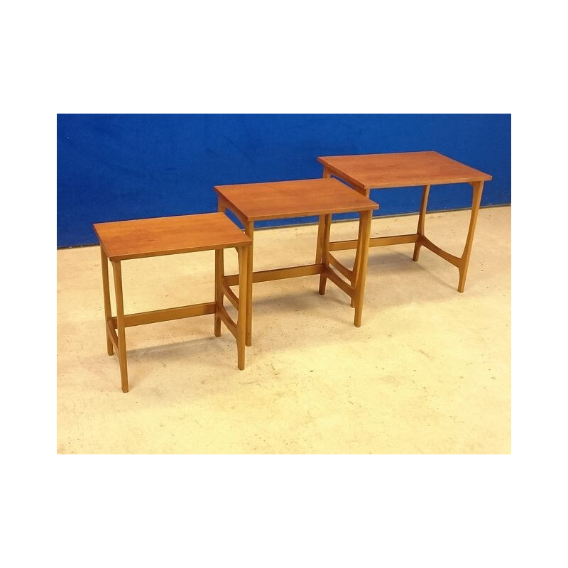 Set of 3 nesting tables in teak - 1950s