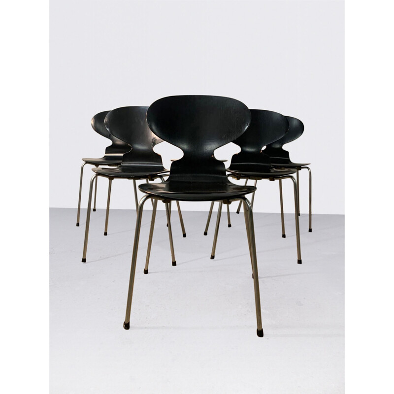 Set of 6 vintage 3100 Ant dining chairs by Arne Jacobsen for Fritz Hansen, 1960s