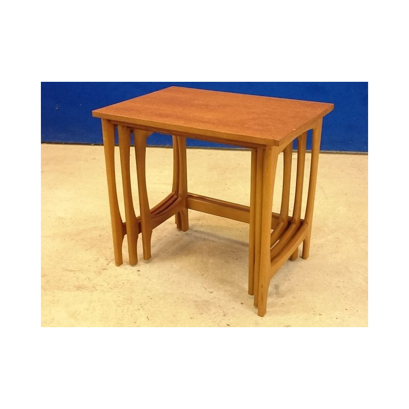 Set of 3 nesting tables in teak - 1950s