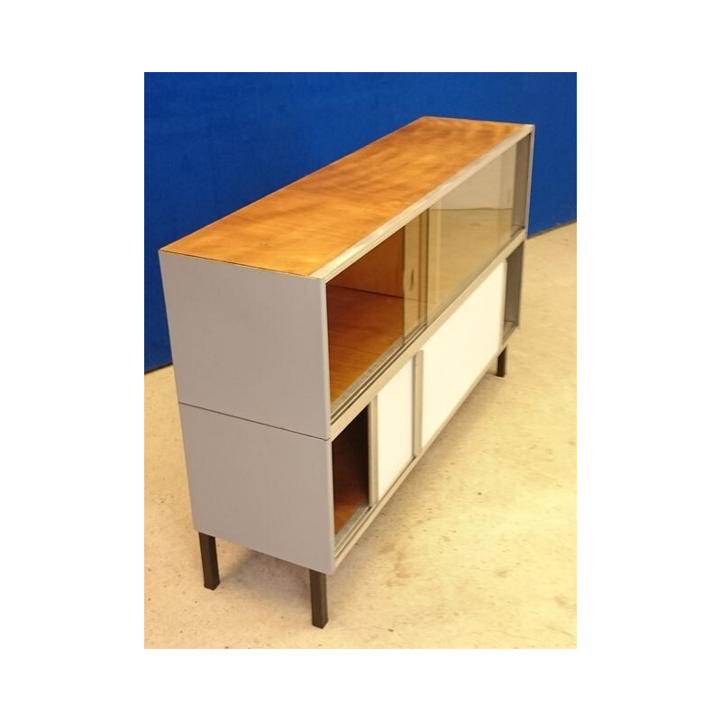 Vintage sideboard in oak and metal - 1950s