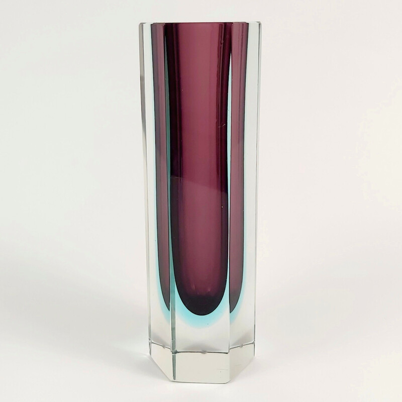 Vintage Sommerso Murano glass vase by Flavio Poli, Italy 1960s