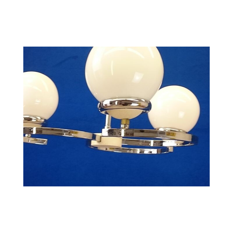 Suspension vintage en inox et opaline - 1970 