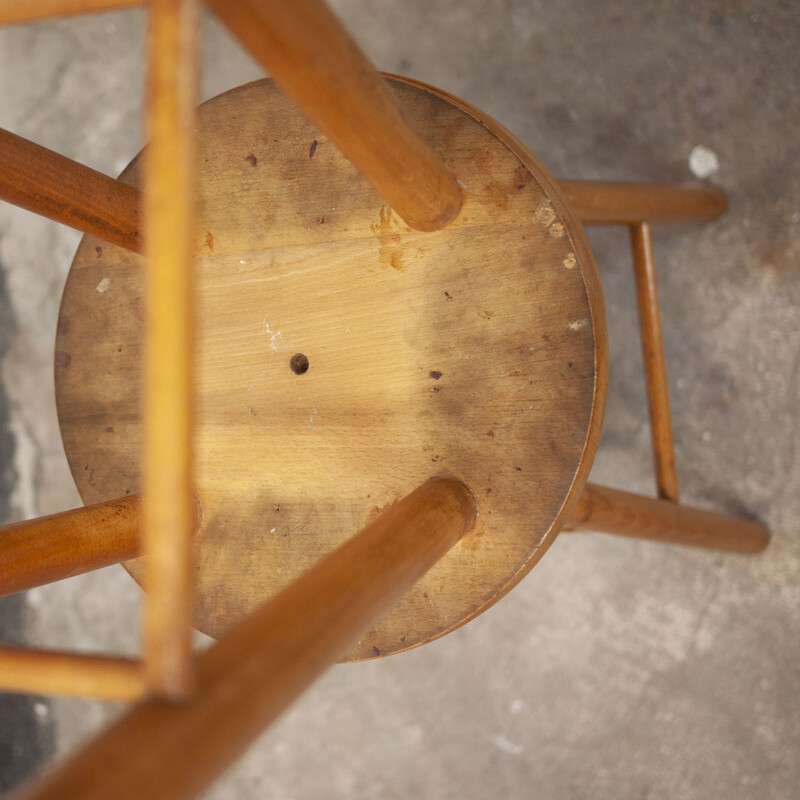 Paire de tabourets de potier vintage en bois de hêtre, 1950