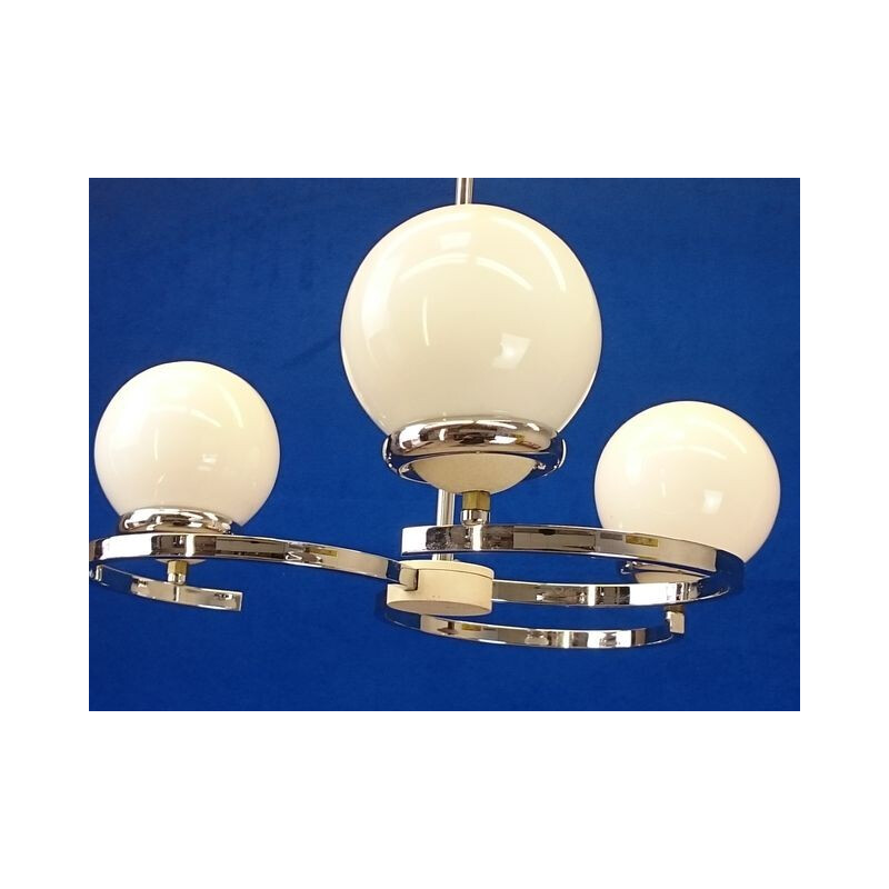 Mid century hanging lamp with opaline globes - 1970s