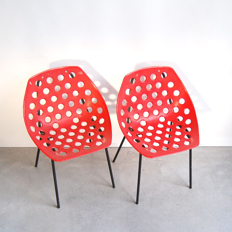Pair of vintage shell chairs by Pierre Guariche for Meurop, 1960
