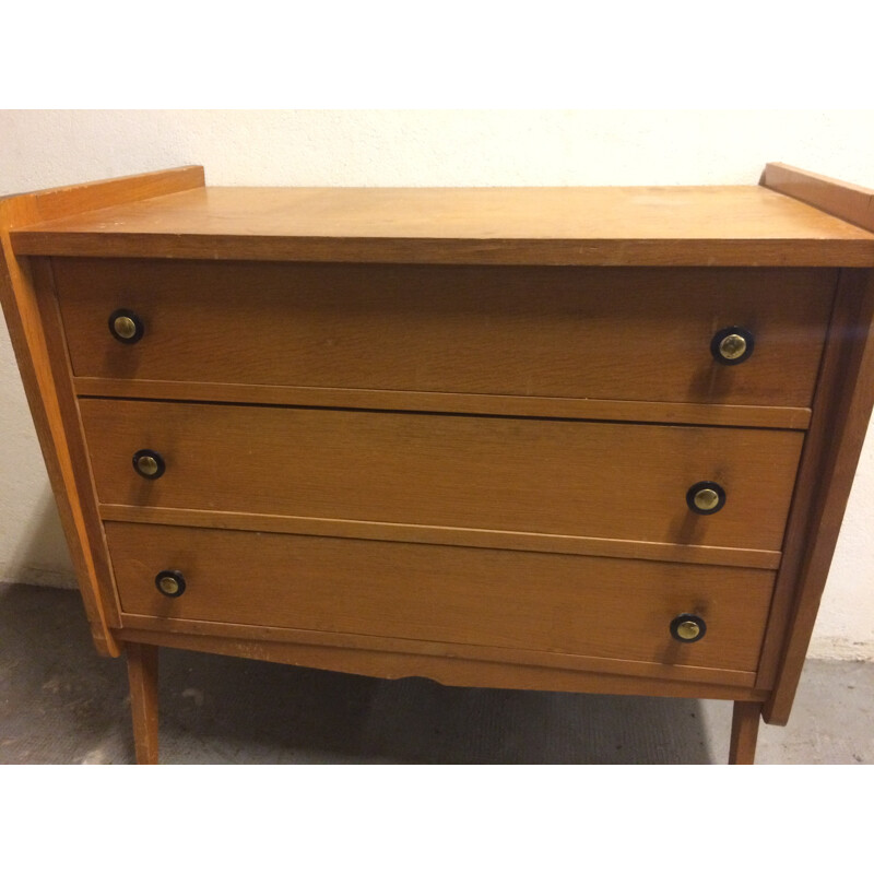 Vintage chest of drawers in oakwood - 1960s